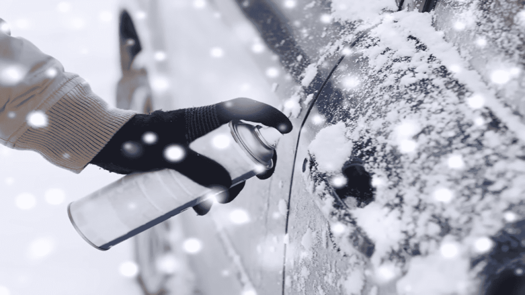 Ice forms on the exterior of the car